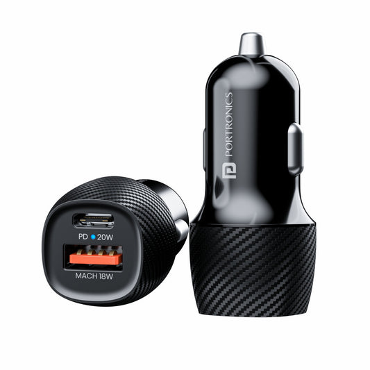 Black Portronics Car Power 17 Car charger