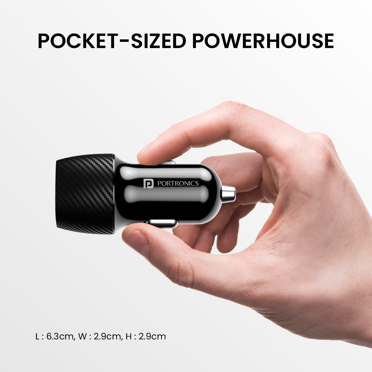 Black Portronics Car Power 17  pocket friendly car charger 