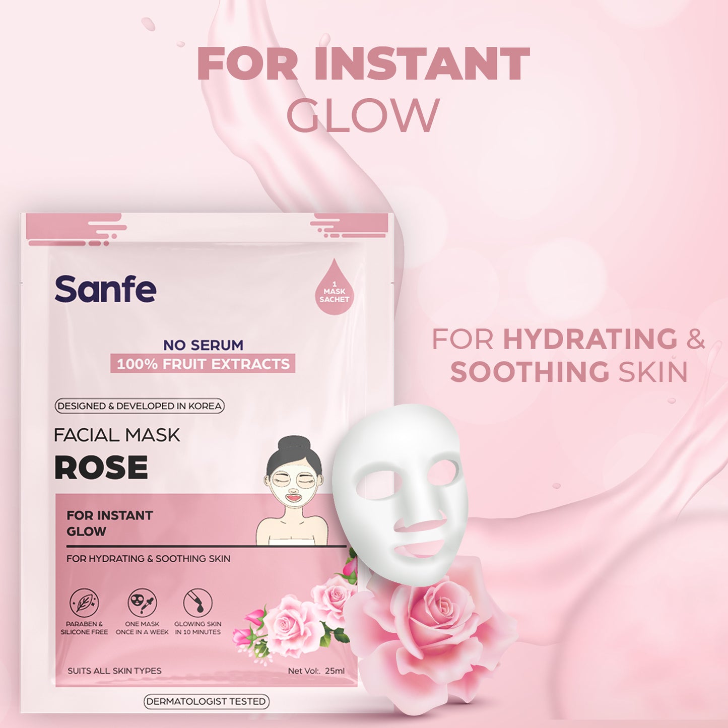 Sanfe Instant Glow Rose Facial Mask