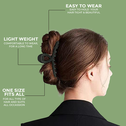 Prolume T-Shape Claw Clips For Hair (Black,Brown)