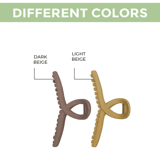Prolume T-Shape Claw Clips For Hair (Light Beige,Dark Beige)