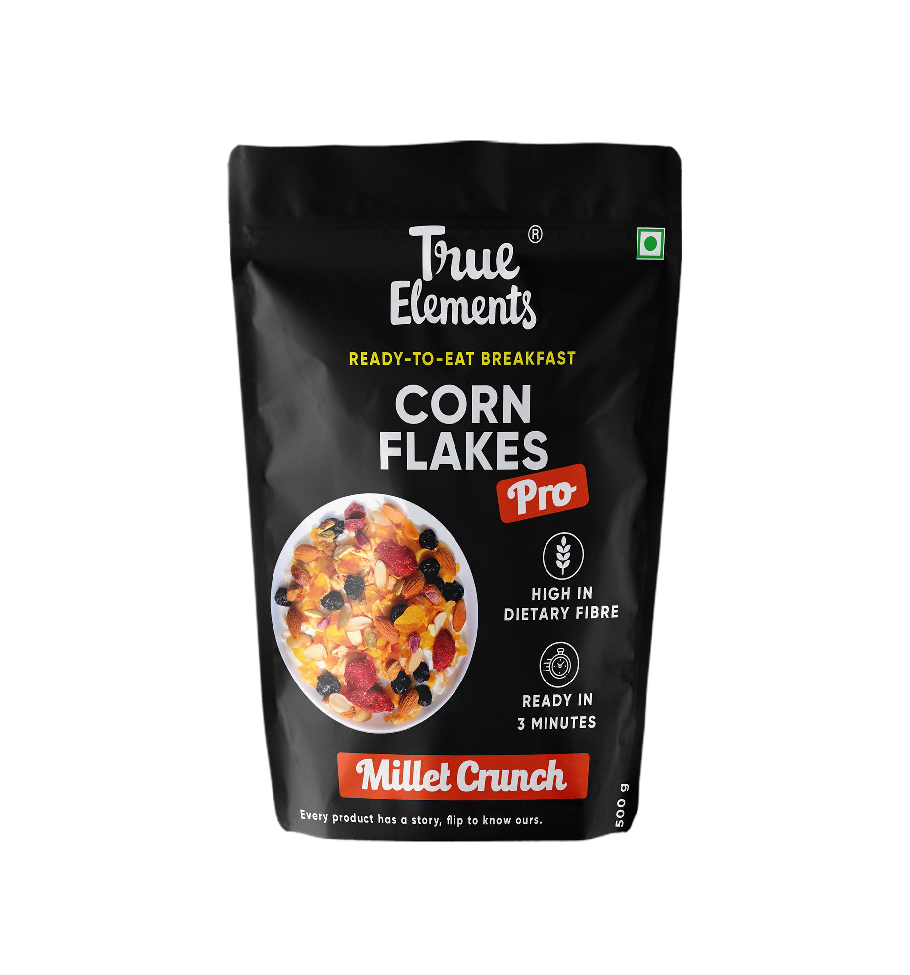 True Millets True Elements Corn Flakes Pro Millet Crunch (500gm*Pack of 2)