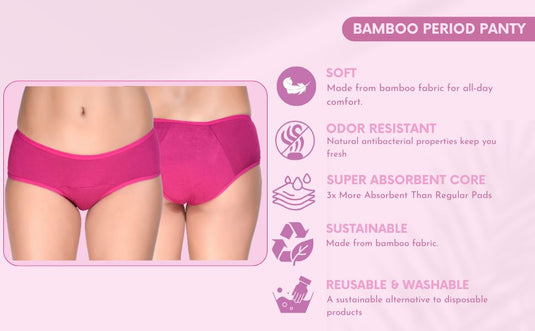 Bamboo Fabric Reusable Period Panty 5 Layer – Absorbent & Leak Proof - Pack Of 2