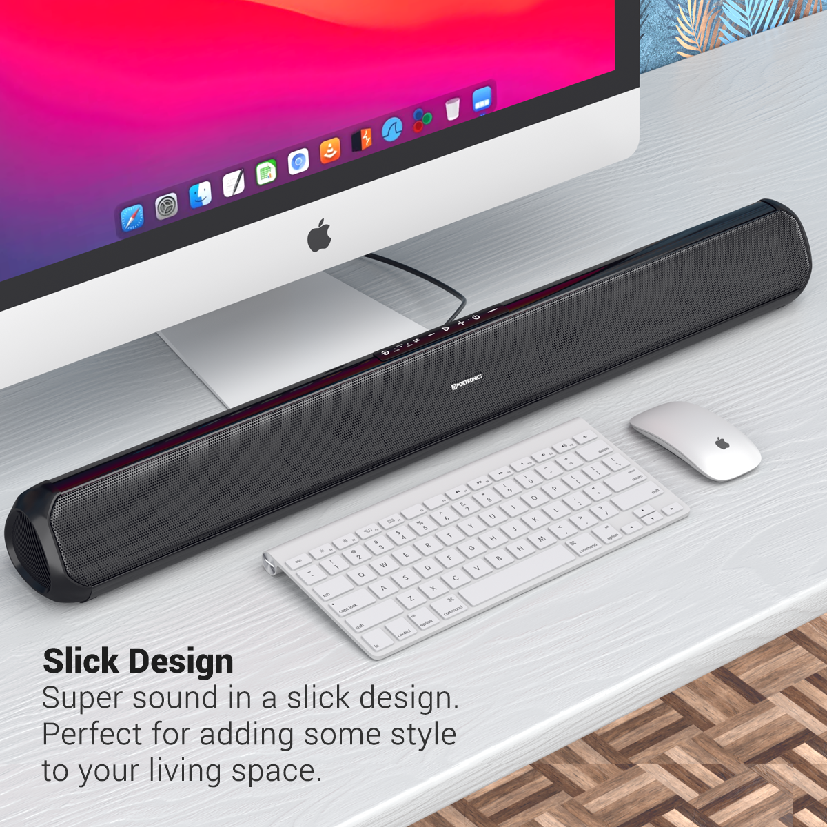 black Portronics Sound slick 7 bluetooth speaker soundbar