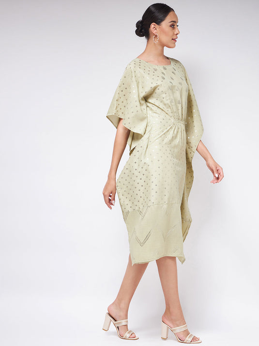 Pista Festive Foil Printed Yoke Kaftan Dress