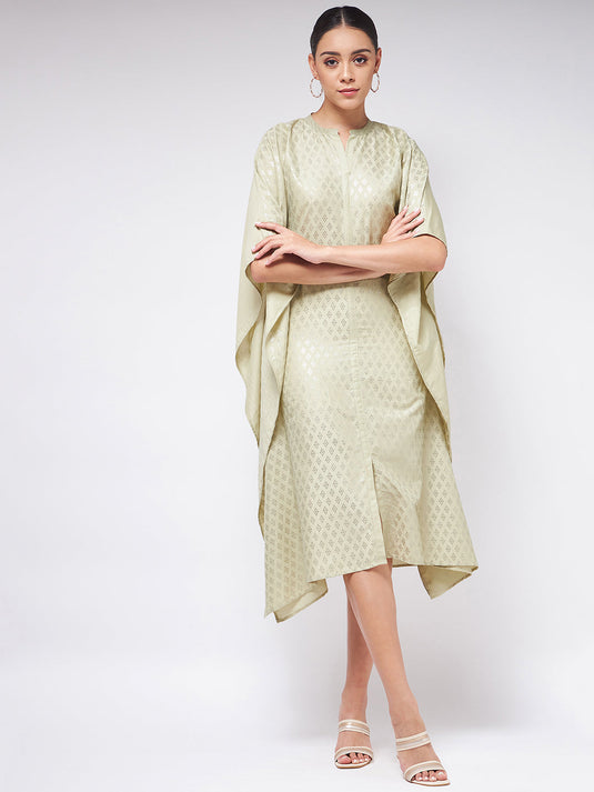 Pista Festive Foil Printed Stand Collar Kaftan Dress