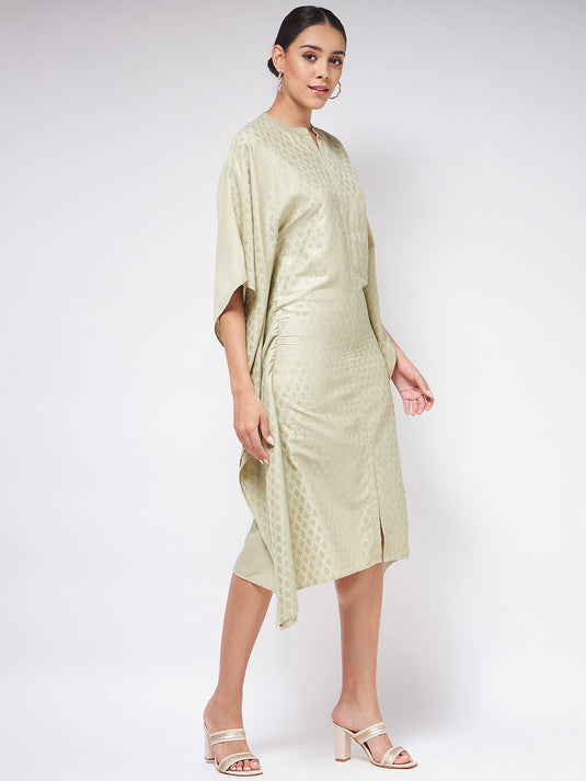 Pista Festive Foil Printed Stand Collar Kaftan Dress