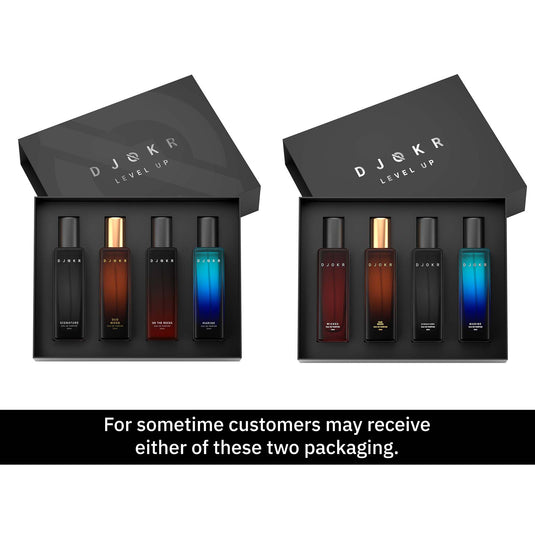 DJOKR Level Up Perfume Gift Set Pack of 4 | Signature, On The Rocks, Oud Wood, Marine (4x20 ml)