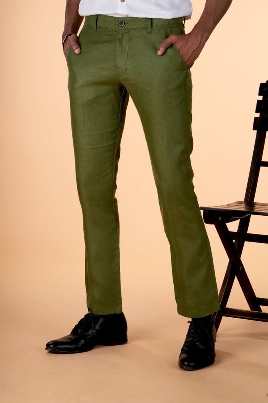 Men Regal Olive Hemp Trousers