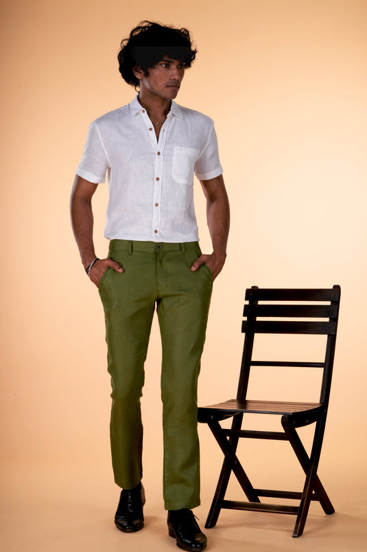 Men Regal Olive Hemp Trousers