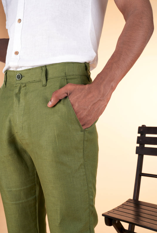 Men Regal Olive Hemp Trousers