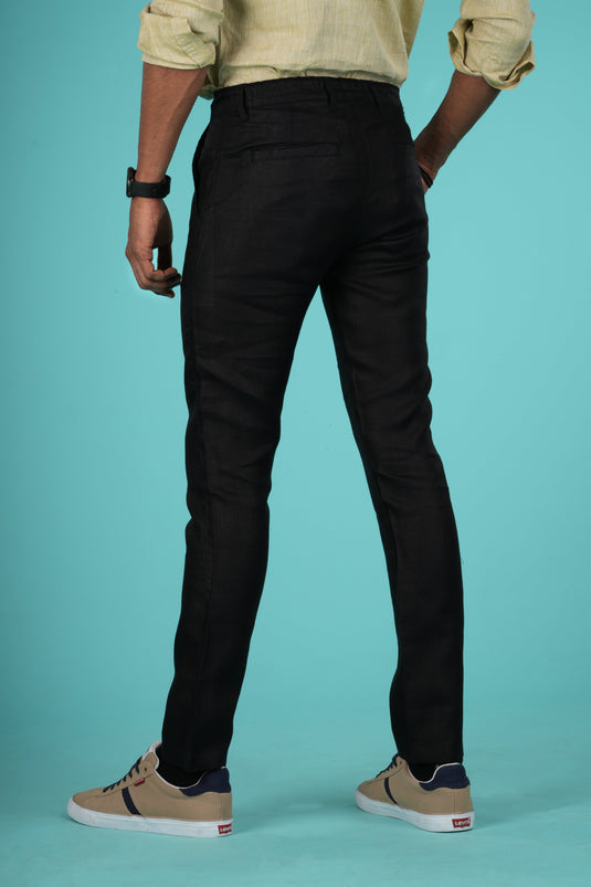 Men Regal Black Hemp Trousers