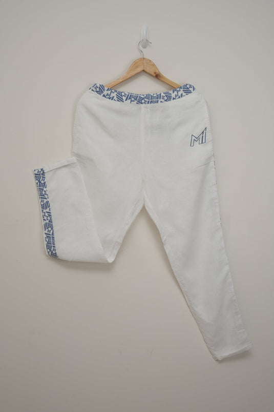 Ecentric-Mumbai Indians Official Men White Hemp Lounge Pant