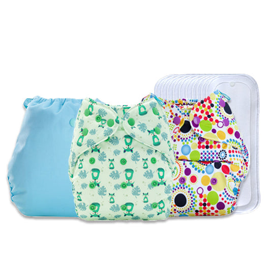 Diaper Cover Daily Use Retro, Fuzzy, Blue combo