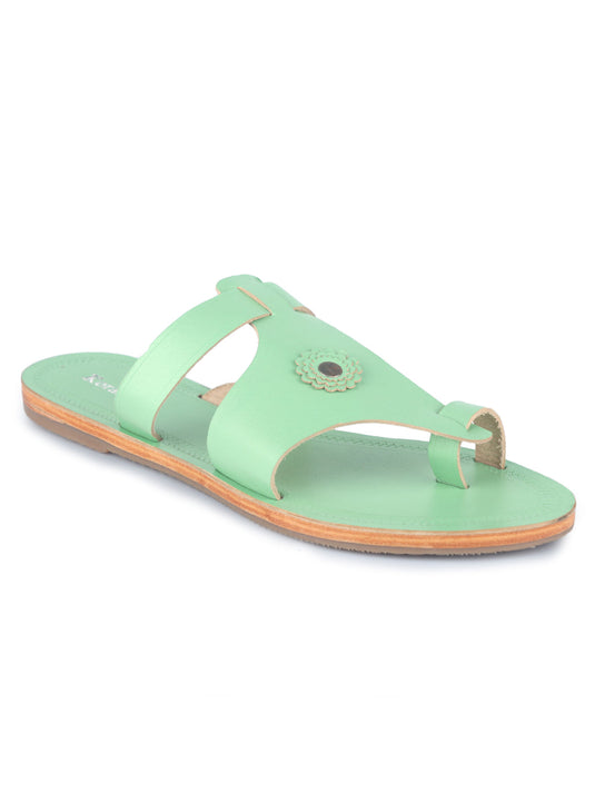 Unique Pista Green kolhapuri chappal for women