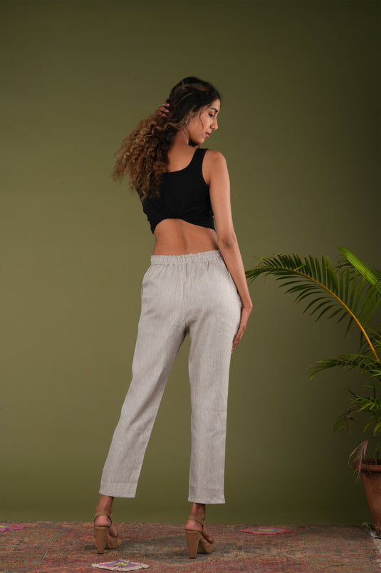 Women Beige Hemp Lounge Pant