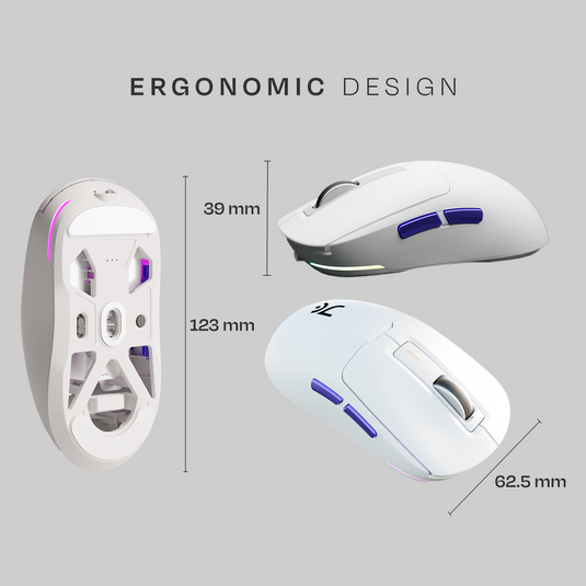 Pegasus 58g Ultra-Light Wireless White Gaming Mouse Kreo