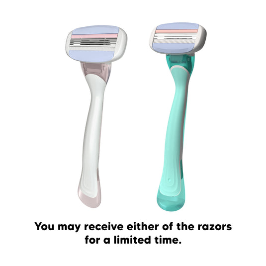 LetsShave Evior 3 Shaving Razor for Women, 1 HANDLE+ 2 BLADES Pack of 3, Infused with Orange Peel Extract, Shea Butter & Argan Oil, Full Body Hair Removal Razor for Women