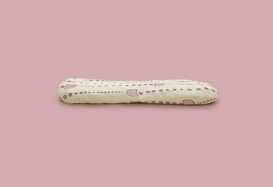 White and purple Organic Cotton relaxation eye pillow with lavender and flaxseed by kosha yoga co