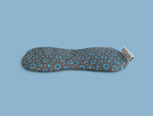 Blue printed Organic Cotton relaxation eye pillow with lavender and flaxseed by kosha yoga co