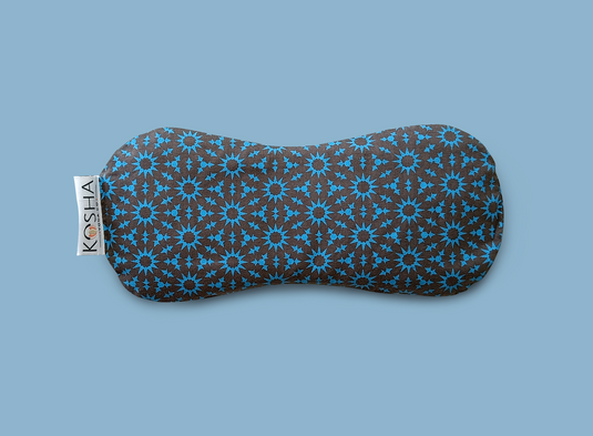 Blue printed Organic Cotton relaxation eye pillow with lavender and flaxseed by kosha yoga co