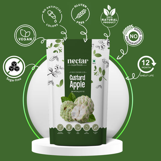 Freeze Dried Custard Apple by Nectar Superfoods