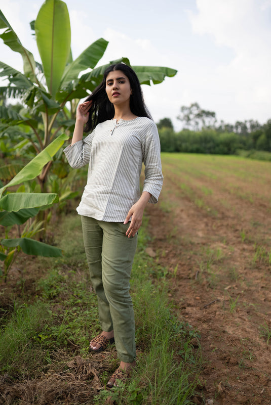 comfortable Olive Hemp Top