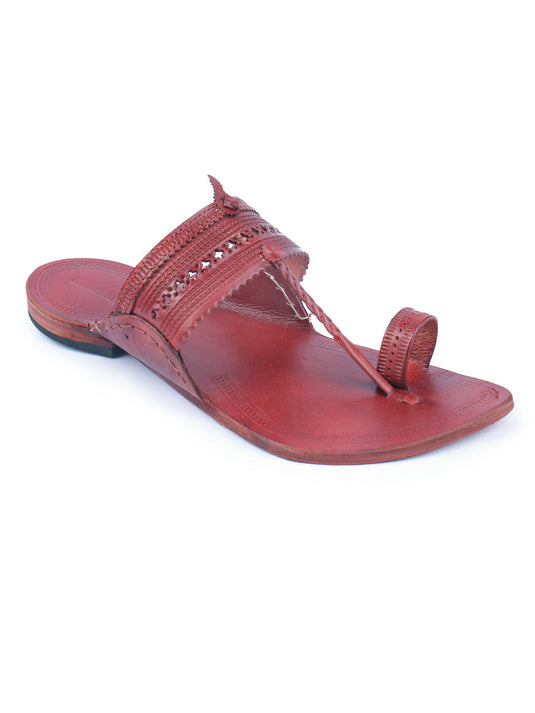 Striking Red Men's Kolhapuri Chappal