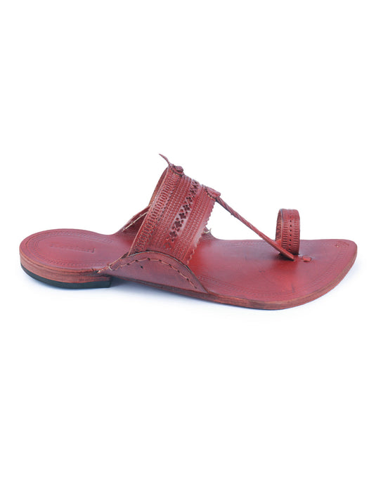 Striking Red Men's Kolhapuri Chappal