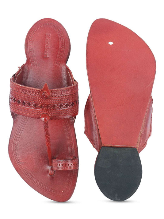 Striking Red Men's Kolhapuri Chappal