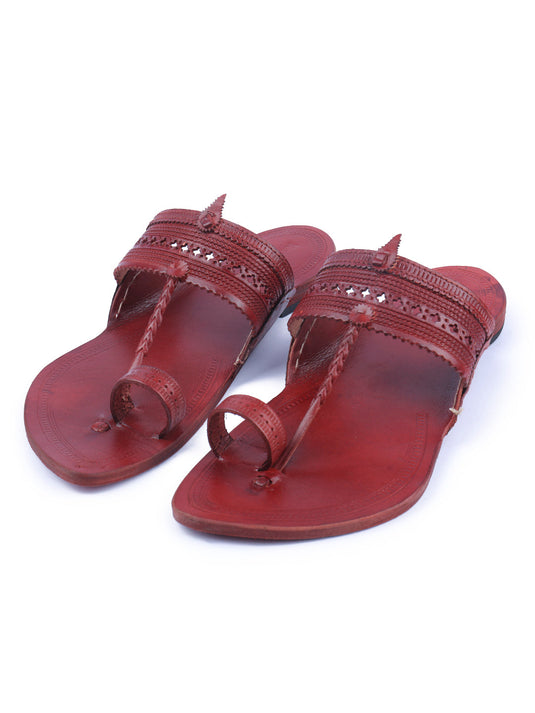 Striking Red Men's Kolhapuri Chappal