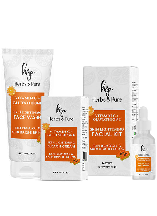 Skin Lightening Vitamin C Facial kit, Face Wash, Bleach and Natural Glow Face Serum