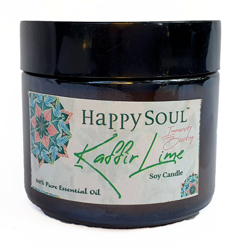 Happy Soul Immunity Boosting Kaffir Lime 100% Essential Oil Soy Candle.