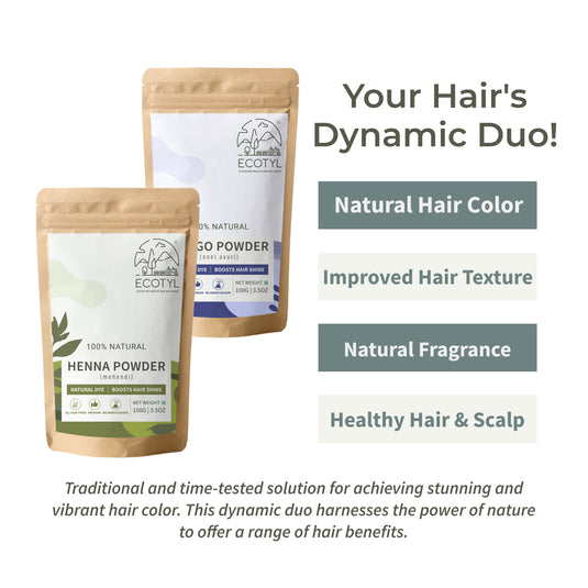 Ecotyl Hair Colour Combo - Henna Powder and Indigo Powder