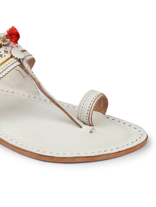 Authentic White Kolhapuri Chappal. 