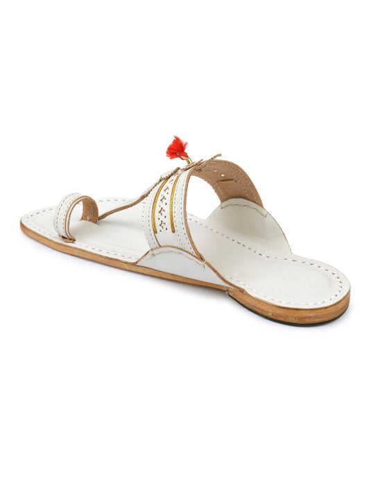 Authentic White Kolhapuri Chappal. 