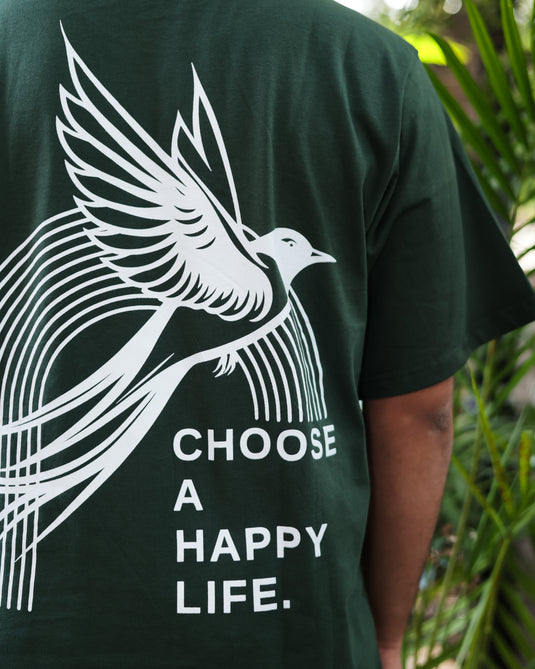 Happy Life Forest Green Oversized T-Shirt