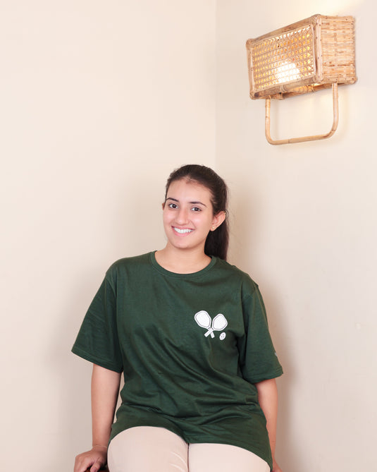 Pickleball Forest Green Oversized T-Shirt