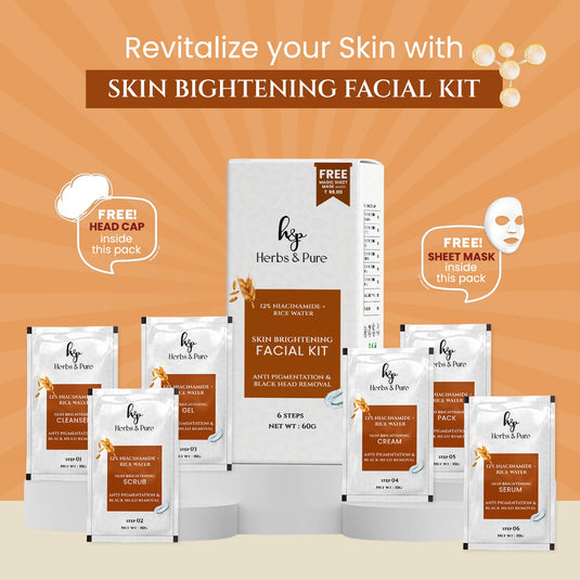 Skin Brightening Vitamin C & Glutathione And Rice Water Skin Lightening Facial Kit