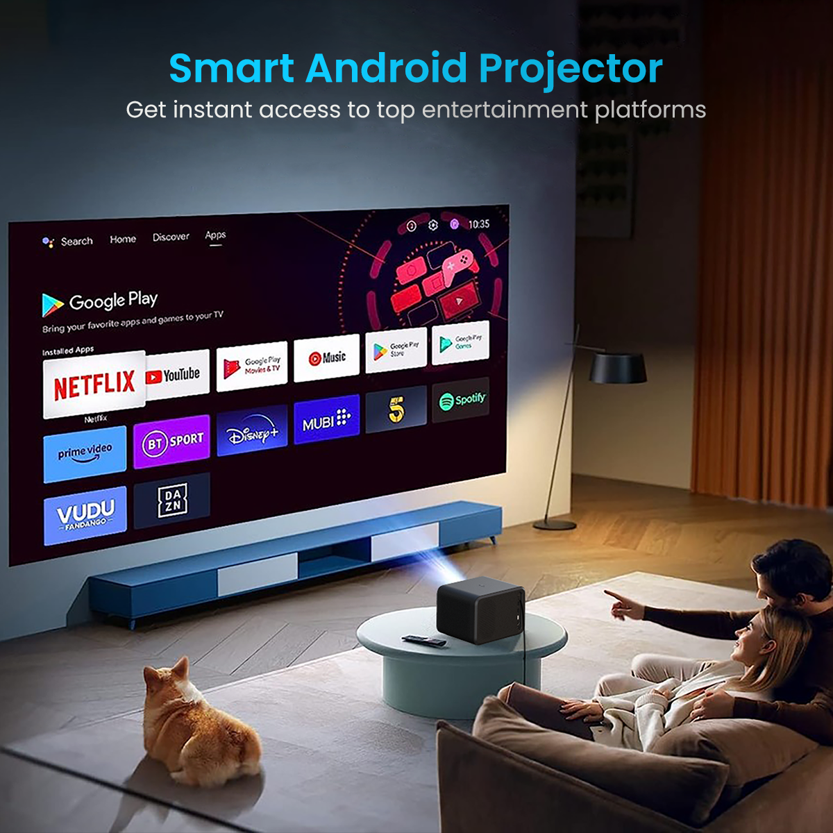 Portronics Beem 460 smart android projector for home| Portable projector for home with full of entertainment. Black