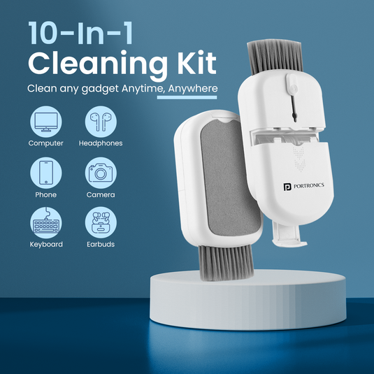 Portronics Clean P 10in 1 cleaning kit screen cleaner | gadget cleaner spray at best price| 10 in 1 gadget screen cleaner