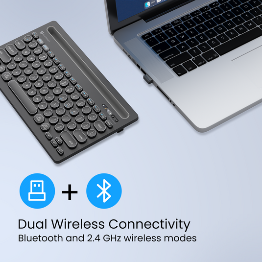 Portronics bubble Dock wireless keyboard with multi device pairing| best wireless keyboard at affordable | wireless keyboard online. Black