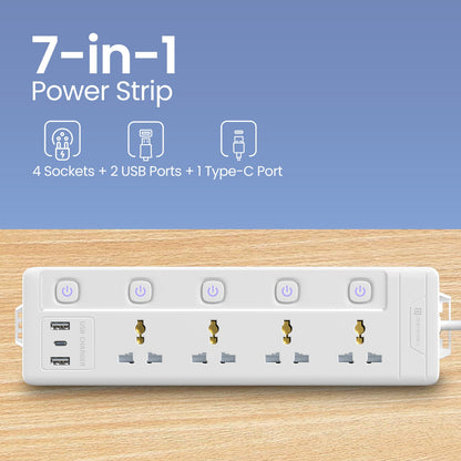 Portronics Power Plate 19 Power Extension Board Supplies power| power board with 7in1 power strip| best extension board at discount price