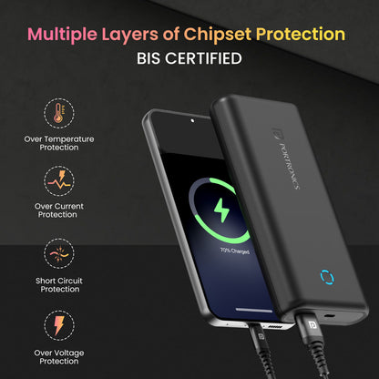 Black Portronics PowerPod 20K 20000mah power bank| travel friendly powerbank at best price| BSI Certified power bank