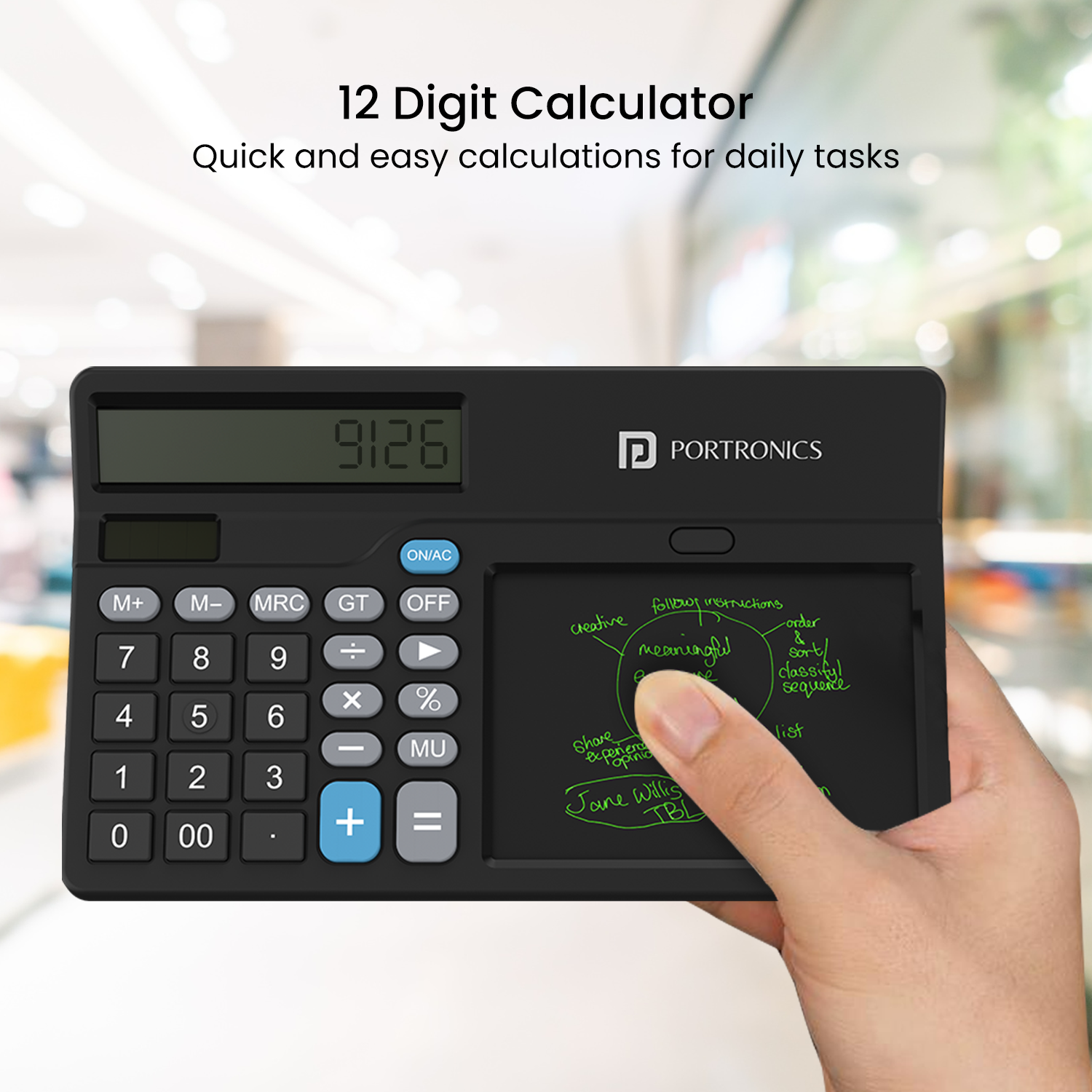 Portronics Ruffpad Calc 2 2 in 1 gadget 12-digit smart digital calculator online at best price