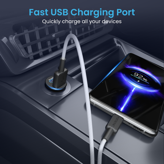 Black Portronics Car Power 65 car charger with dual port usb hub| best car accessories| car charger for all your devices