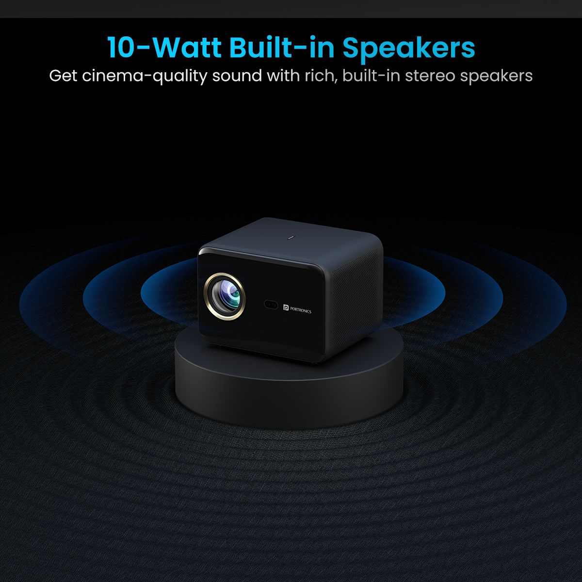  Portronics Beem 460 smart bluetooth projector| portable projector with 10watt built-in-speakers. Black