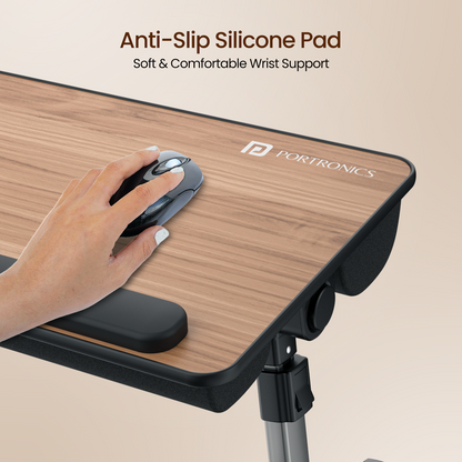 Brown Portronics my buddy z laptop table for bed with anti slip silicone pad for extra support