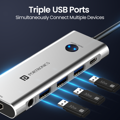 Portronics Latest Mport One 9-in-1 USB Hub comes with triple usb port| best multiport USB hub