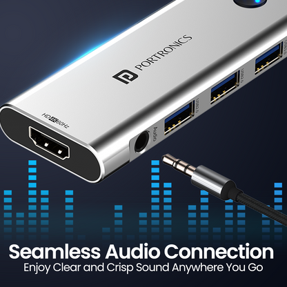 Portronics Latest Mport One 9-in-1 USB Hub comes with triple usb port| best multiport USB hub| usb port has audio connection port